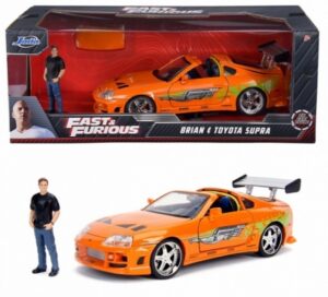 Toyota Supra 1995 Fast and Furious, orange & Brian figure