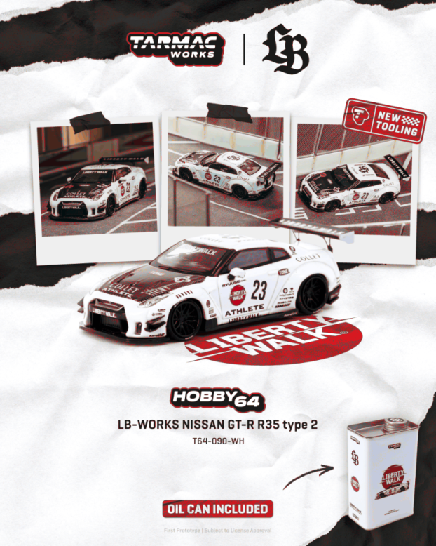 NISSAN GT-R (R35) LB WORKS TYPE 2 WHITE ATHLETE X COLLET IN A LB LIMITED TIN CAN 2025, (sa metalnom kanticom od ulja) - Slika 3
